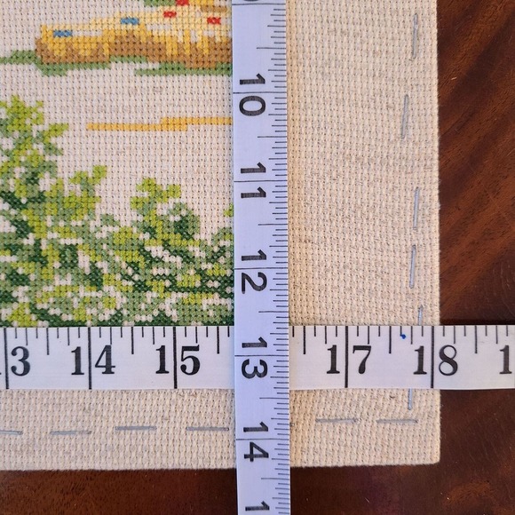 Vintage Cross Stitch Hay Wagon Barn Scene Farm Completed Textile Needlework - Picture 7 of 13